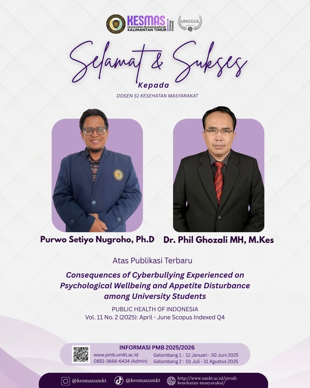 Dosen Kesmas UMKT Terbitkan Publikasi Internasional Terindeks Scopus