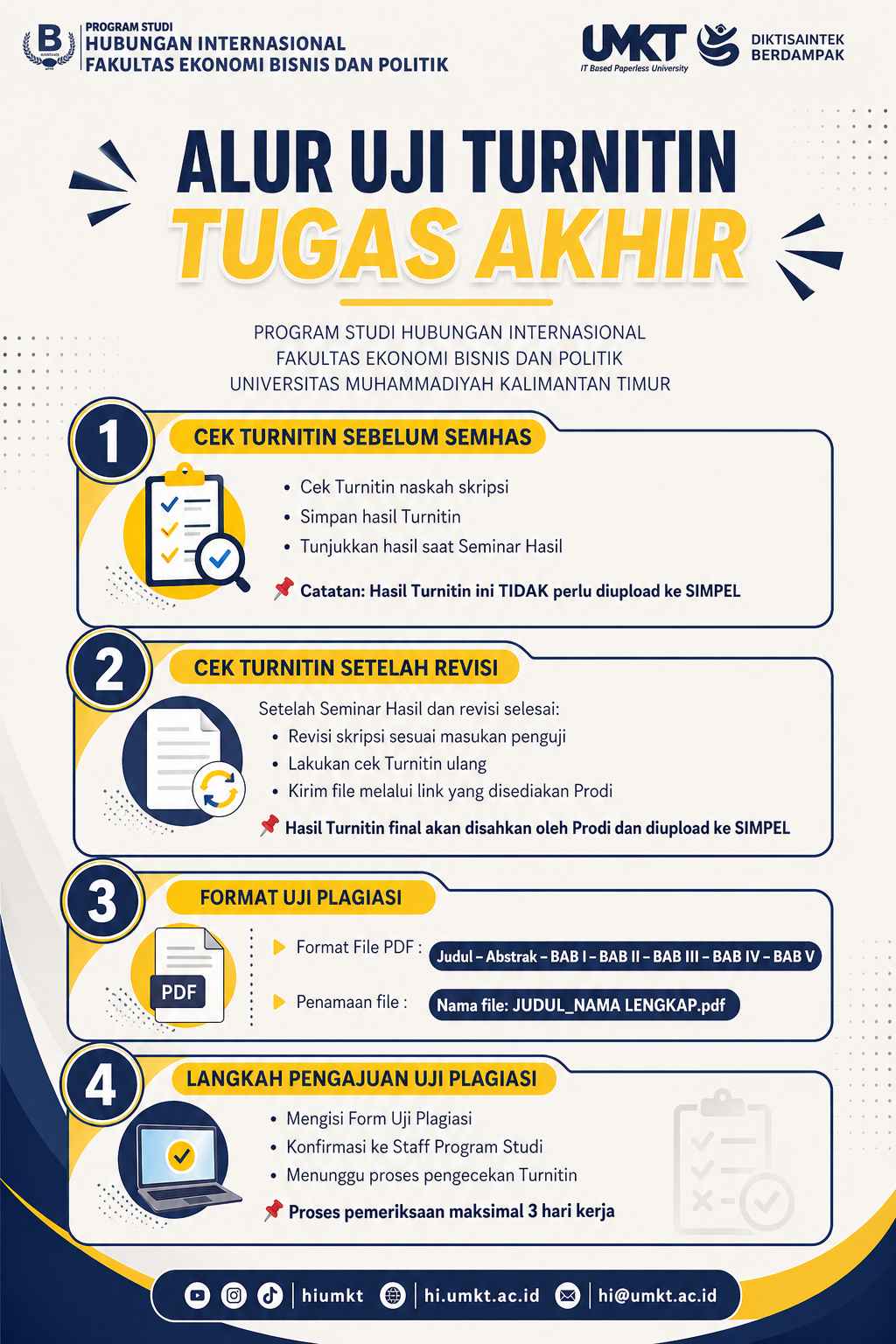 Alur Uji Turnitin Tugas Akhir Mahasiswa HI UMKT (Panduan Resmi 2026)