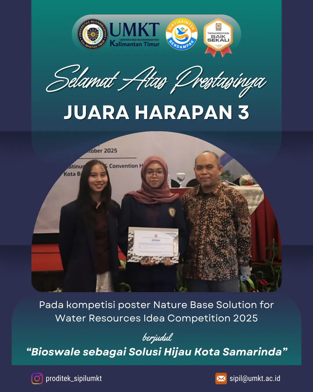 Juara Harapan 3 pada Kompetisi Nature Base Solution for Water Resources Idea Competition 2025