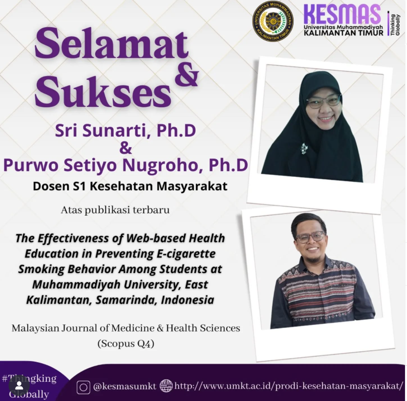 Prestasi Dosen Kesmas UMKT: Publikasi Internasional tentang Pencegahan Perilaku Merokok E-cigarette