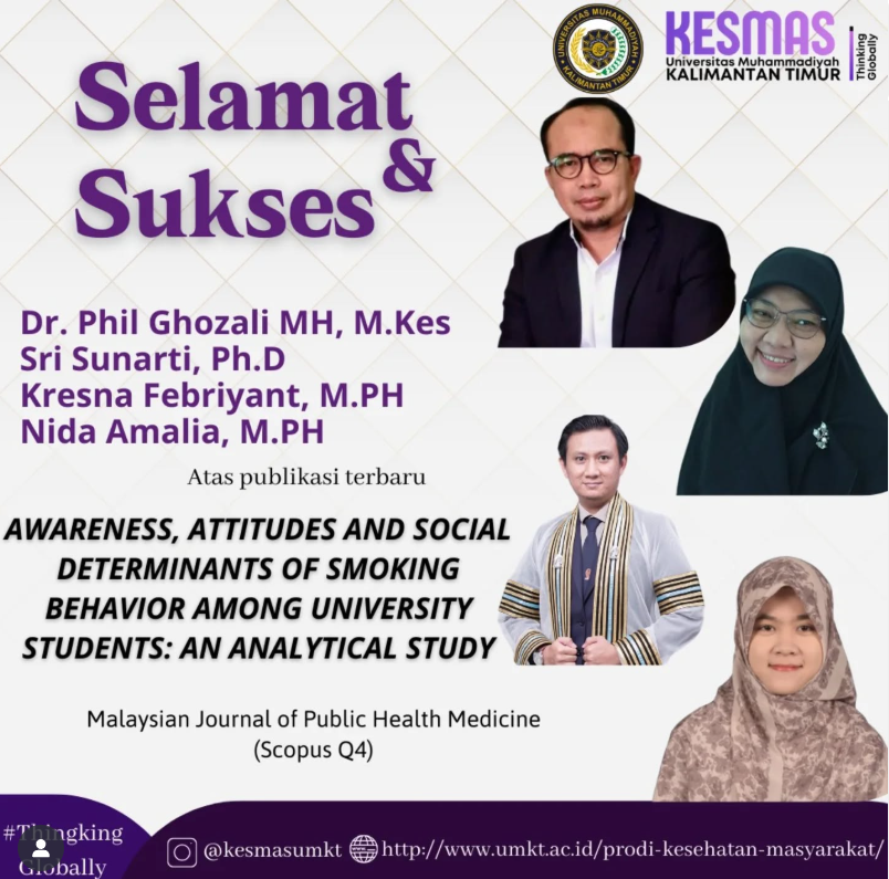 Dosen Kesmas UMKT Raih Publikasi Internasional tentang Determinan Sosial Perilaku Merokok Mahasiswa