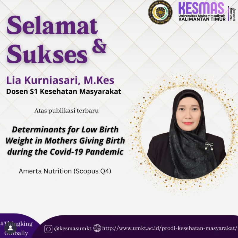 Publikasi Internasional Dosen Kesmas UMKT tentang Determinan Berat Badan Lahir Rendah di Masa Pandemi Covid-19