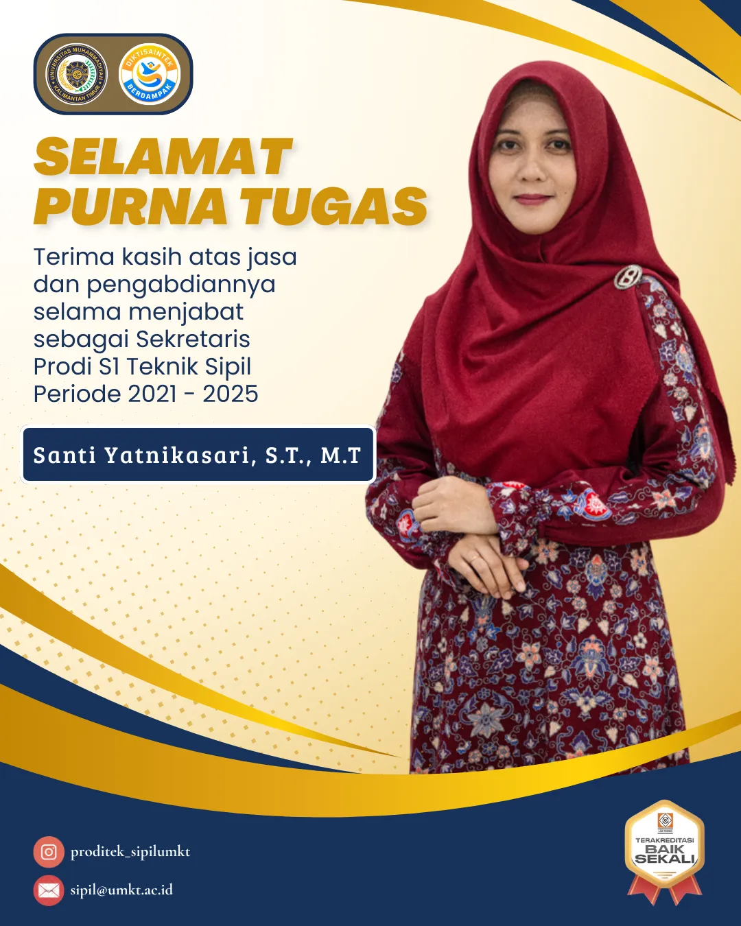 Selamat Purna Tugas Santi Yatnikasari, S.T., M.T