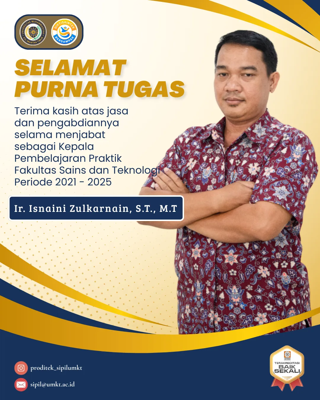 Selamat Purna Tugas Ir. Isnaini Zulkarnain, S.T., M.T