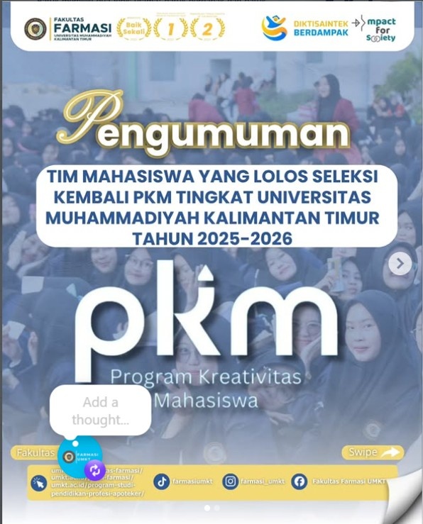 Selamat! Mahasiswa Farmasi UMKT Lolos Seleksi PKM Tingkat Universitas 2025–2026