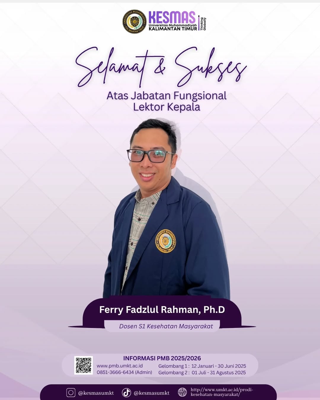 Bapak Ferry Fadzlul Rahman, Ph.D. Raih Jabatan Lektor Kepala