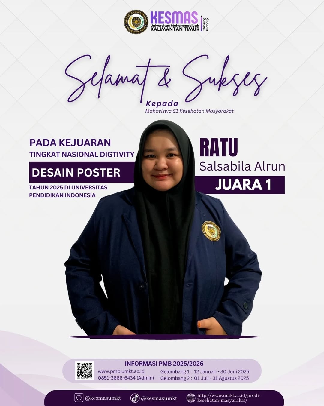 Mahasiswi Kesmas UMKT Raih Juara 1 Nasional Lomba Desain Poster di DIGNITY 2025