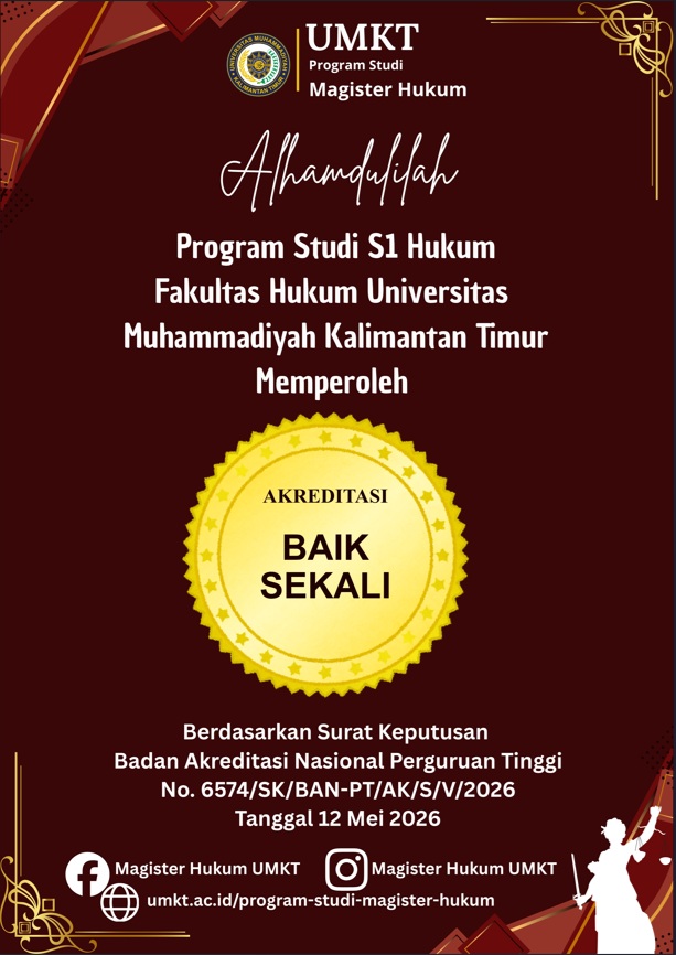 Selamat untuk pencapaian Akreditas Program Studi S1 Hukum UMKT "Baik Sekali"