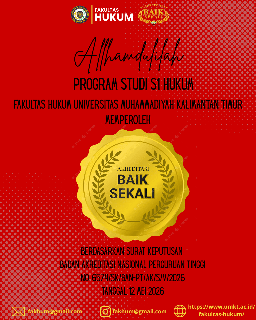 Program Studi S1 Hukum Raih Akreditasi “Baik Sekali”