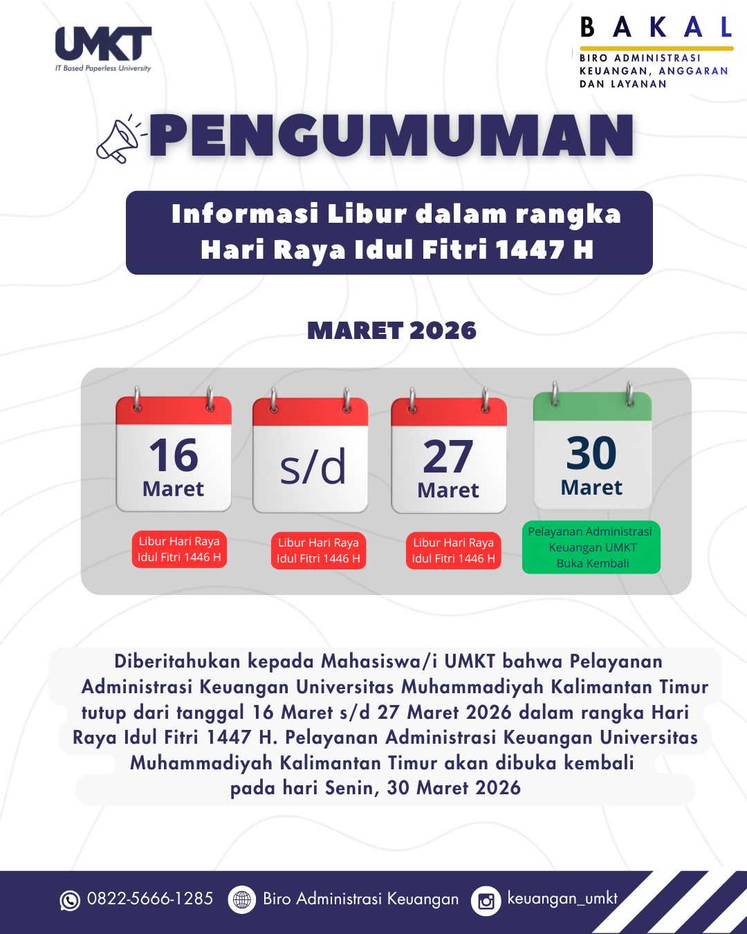 PENGUMUMAN LIBUR IDUL FITRI 1447 H