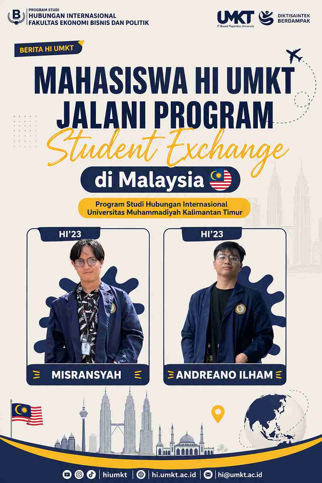 Mahasiswa HI UMKT Jalani Program Student Exchange di Malaysia  Program Studi Hubungan Internasional Universitas Muhammadiyah Kalimantan Timur
