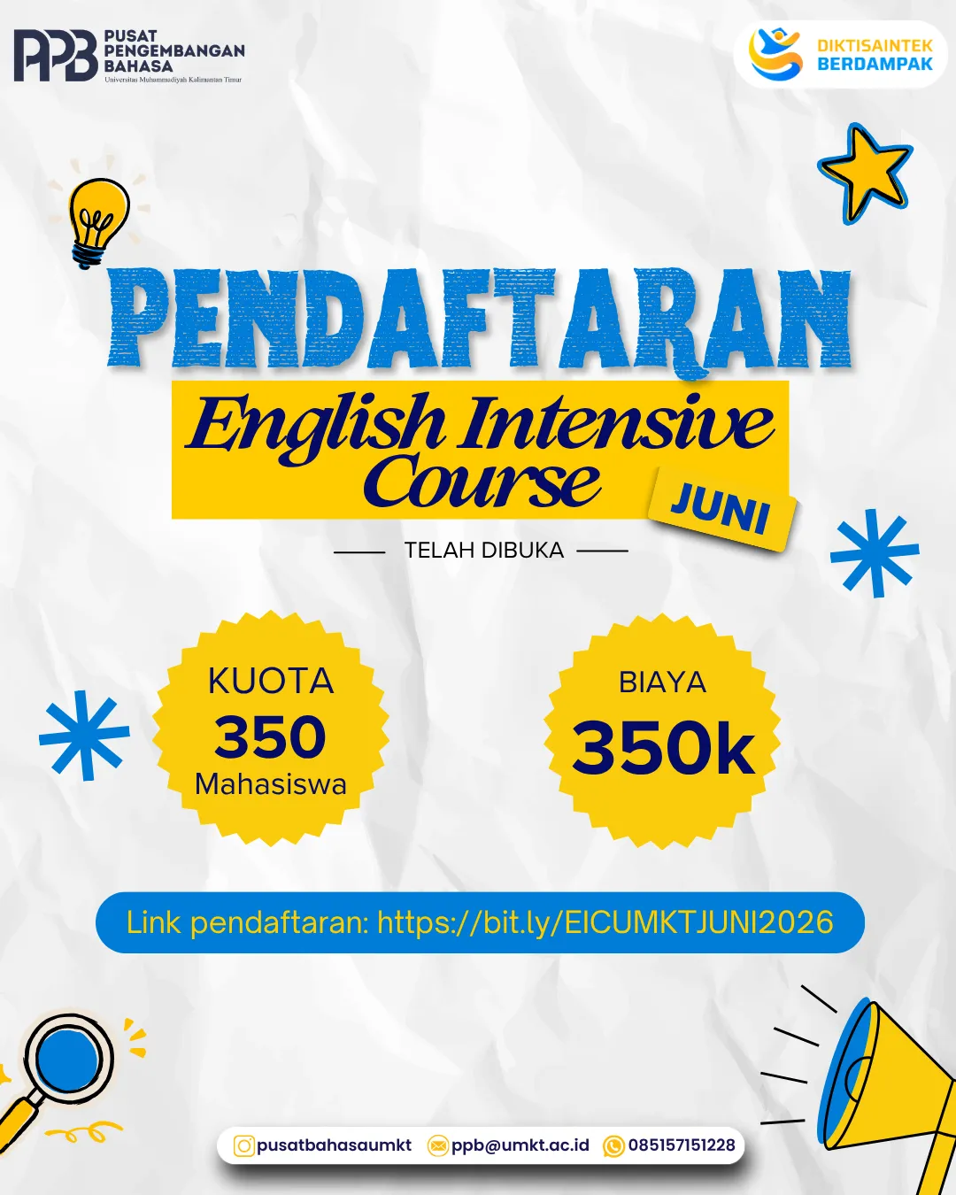 📢 PEMBUKAAN PENDAFTARAN English Intensive Course (EIC) Batch Juni 2026