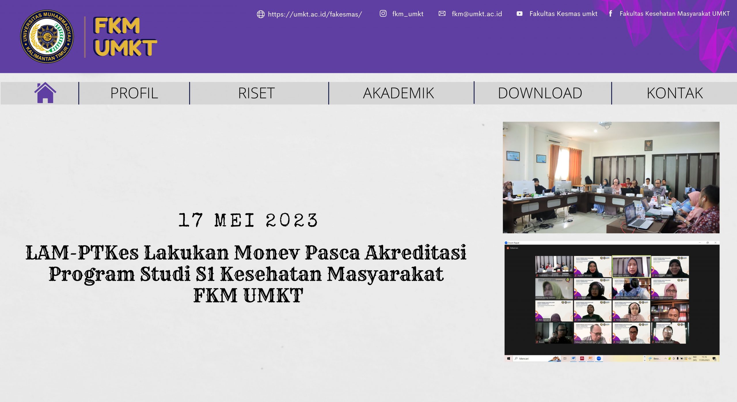 LAM-PTKes Lakukan Monev Pasca Akreditasi Program Studi S1 Kesehatan Masyarakat FKM UMKT