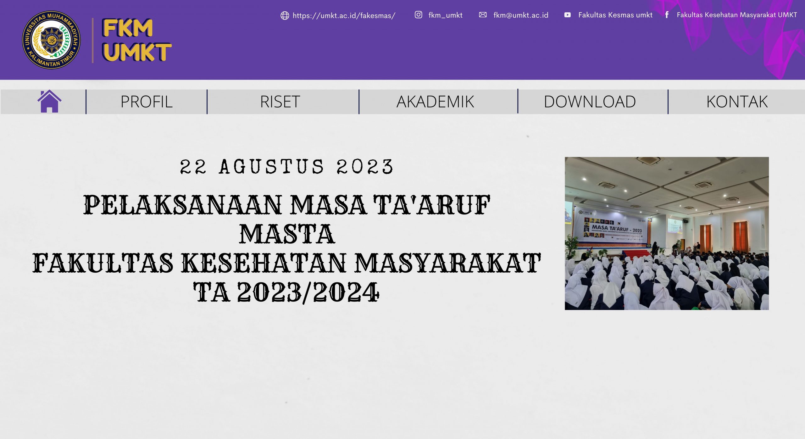 Pelaksanaan Masa Ta'aruf Masta Fakultas Kesehatan Masyarakat Ta 2023/2024