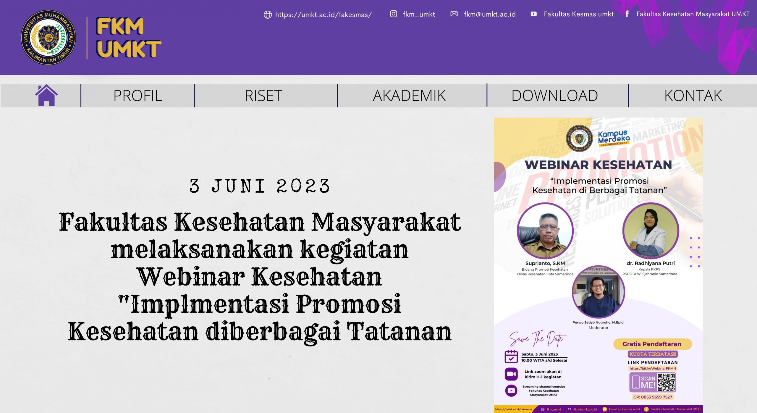 Fakultas Kesehatan Melaksanakan Kegiatan Webinar Kesehatan “Implementasi Promosi Kesehatan di Berbagai Tatanan”