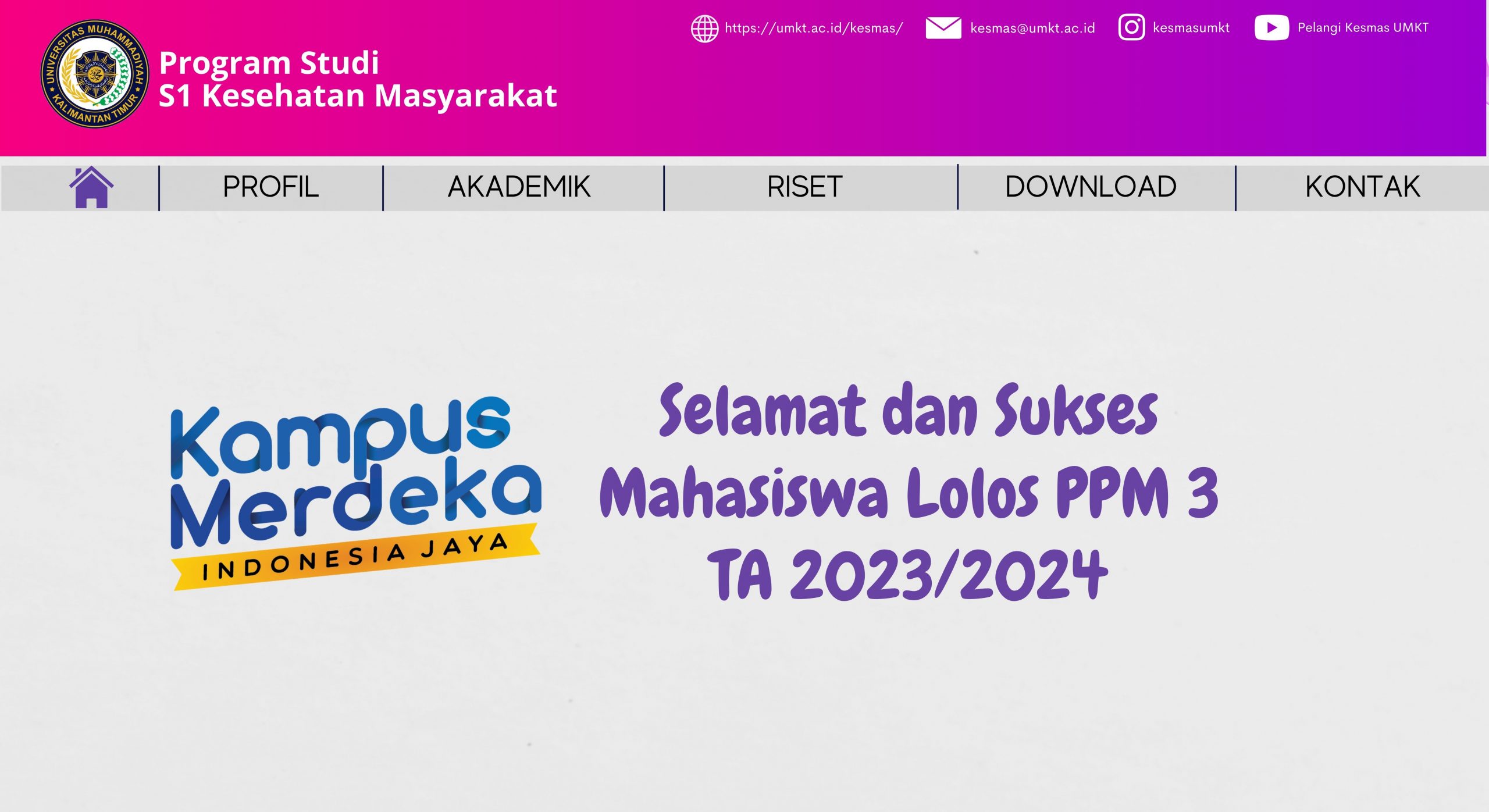 Selamat dan Sukses Mahasiswa Prodi S1 Kesehatan Masyarakat Lolos Program Pertukaran Mahasiswa Merdeka (PMM) 3