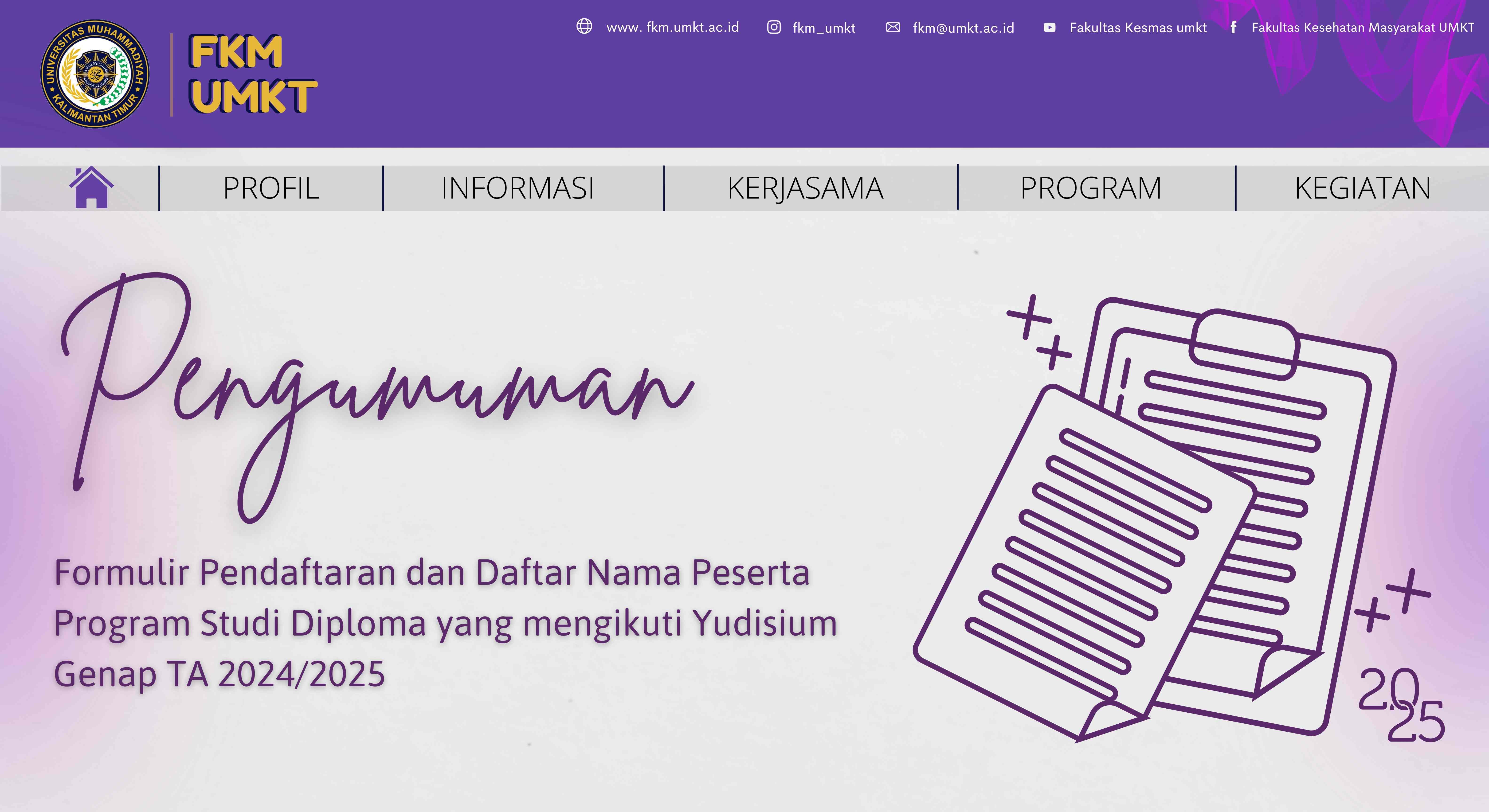 Formulir Pendaftaran dan Daftar Nama Peserta Program Studi Diploma yang mengikuti Yudisium Genap TA 2024/2025