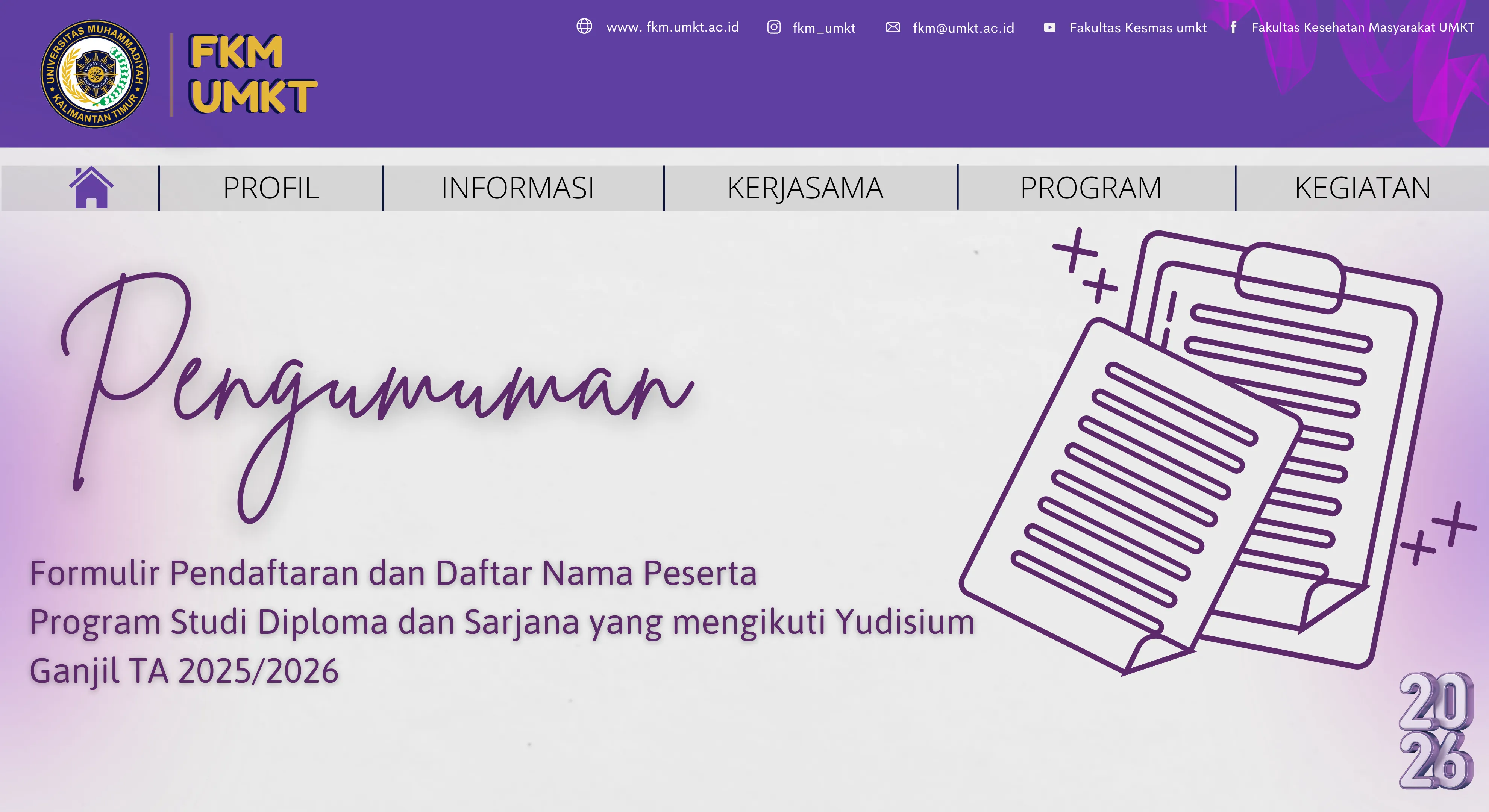 Formulir Pendaftaran dan Daftar Nama Peserta Program Studi Diploma dan Sarjana  yang mengikuti Yudisium Ganjil TA 25/26