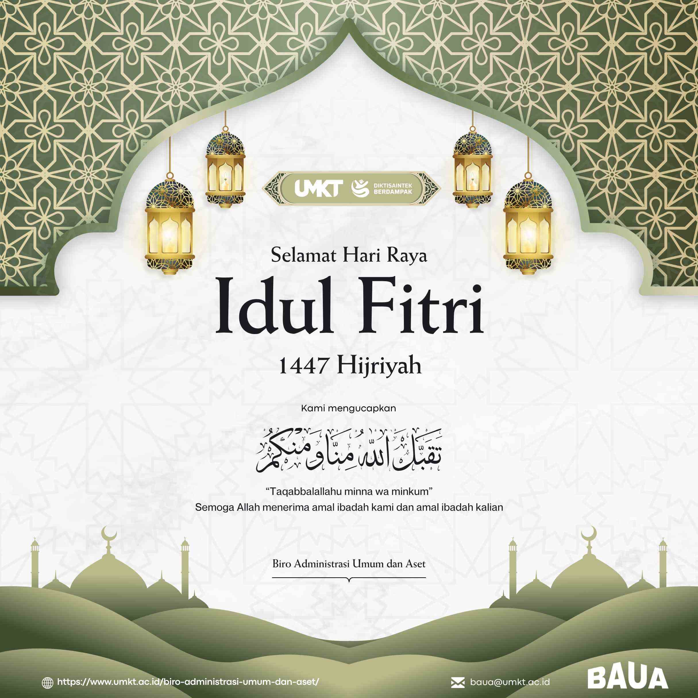 Keluarga Besar BAUA UMKT Mengucapkan Selamat Hari Raya Idul Fitri 1447 Hijriah