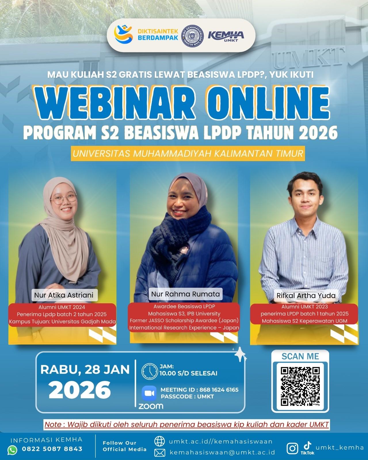 Webinar LPDP 2026: UMKT Dorong Mahasiswa Raih Peluang Studi S2