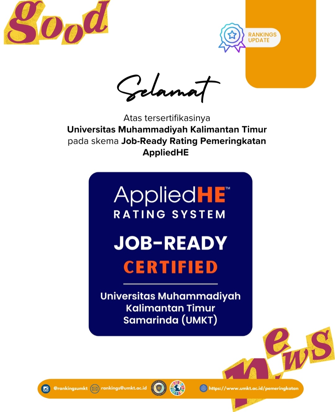 UMKT pastikan alumni siap bekerja berdasar indikator Pemeringkatan AppliedHE