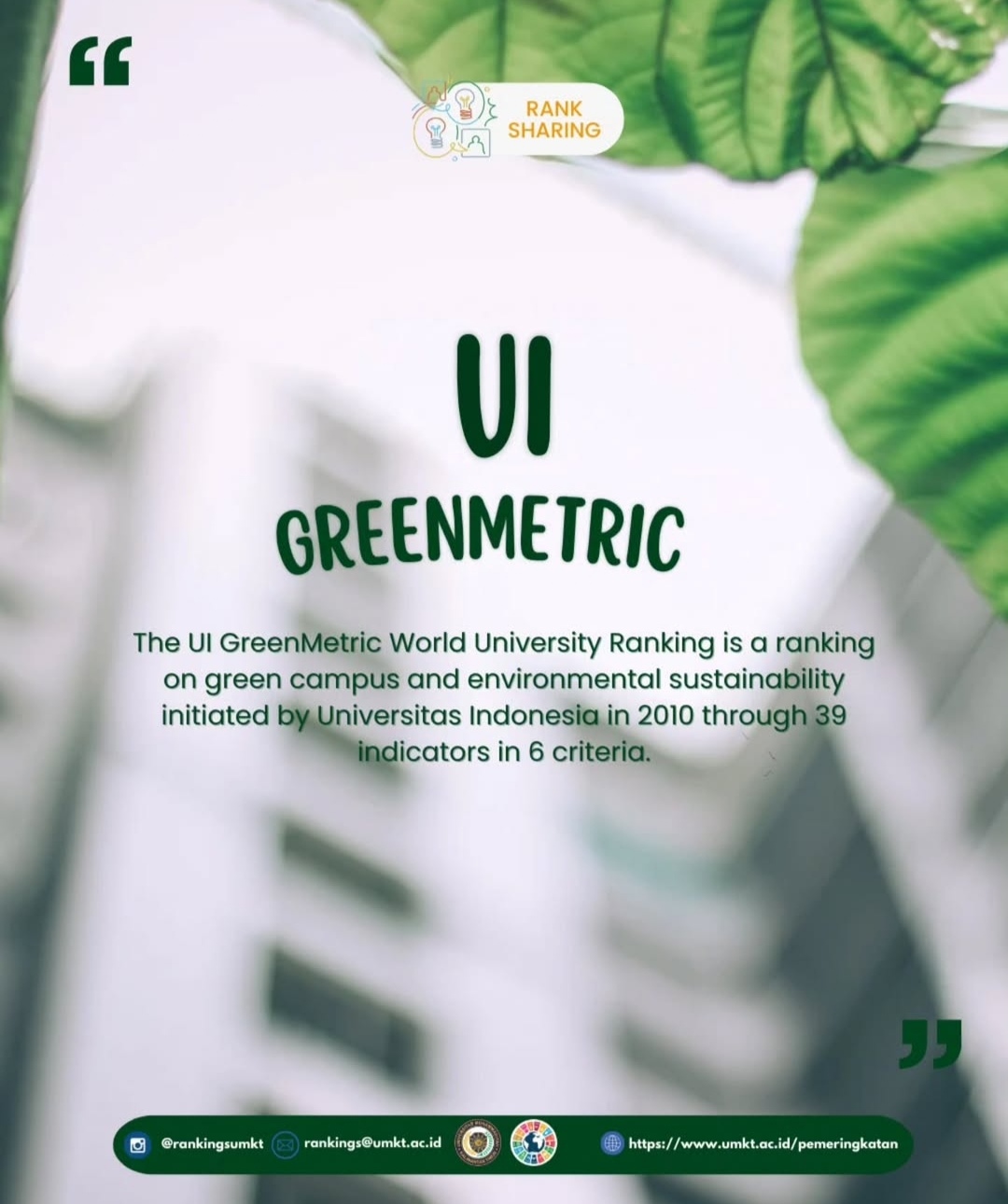 Apa itu kampus hijau menurut UI Greenmetric?