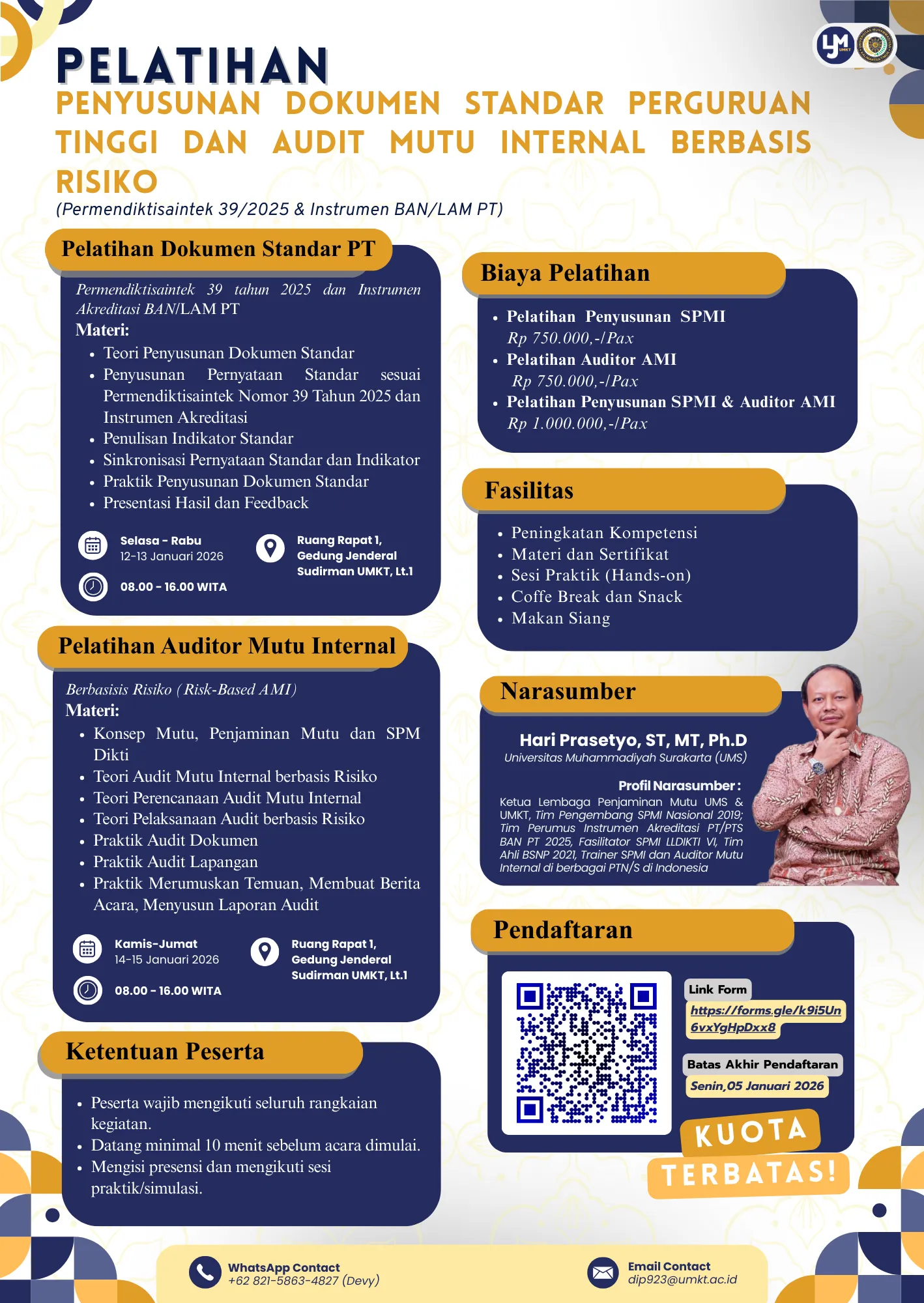 LJM UMKT Gelar Pelatihan Penyusunan Dokumen Standar Perguruan Tinggi dan Audit Mutu Internal