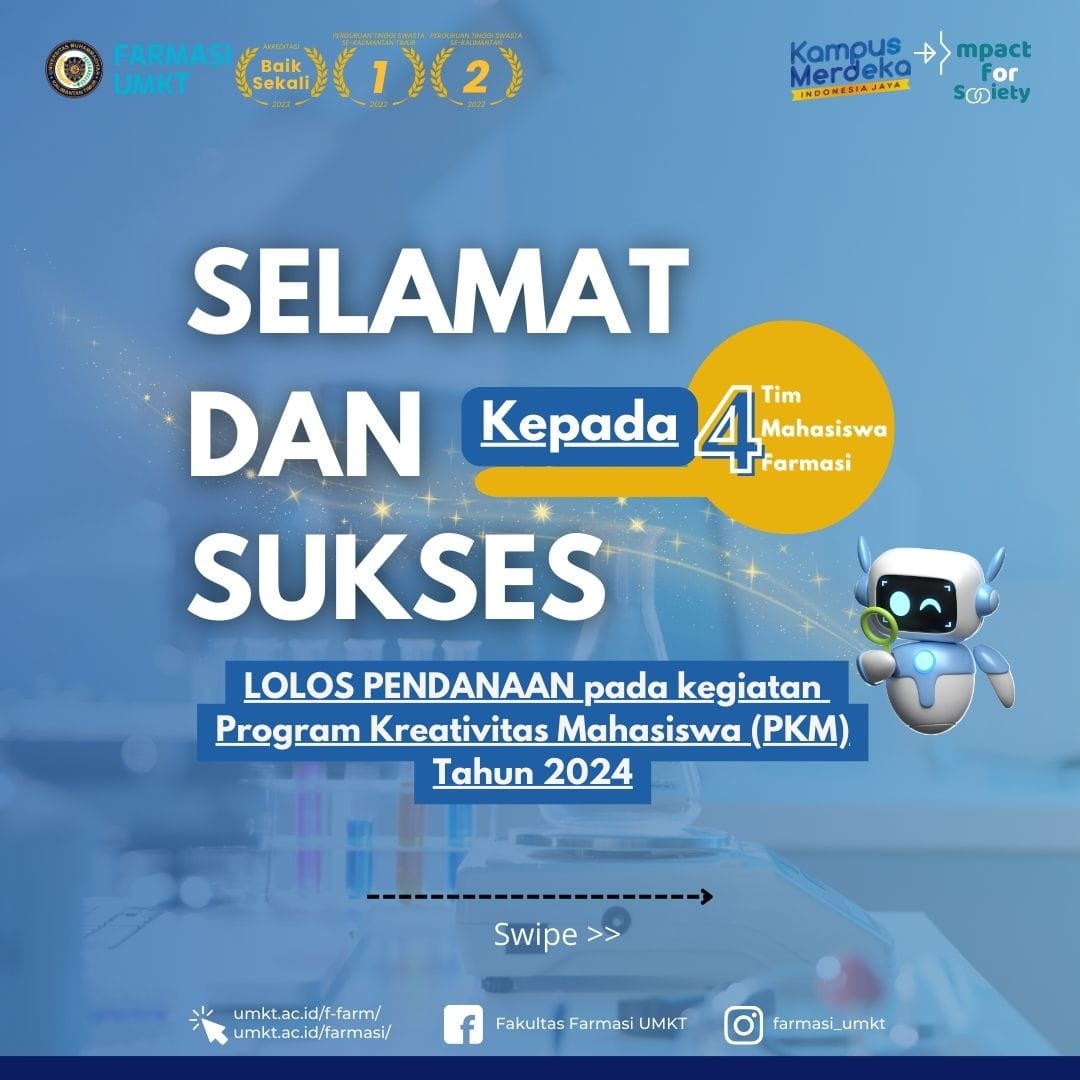 SELAMAT! 7 Tim Mahasiswa Farmasi UMKT Lolos Pendanaan PKM dan P2MW 2024