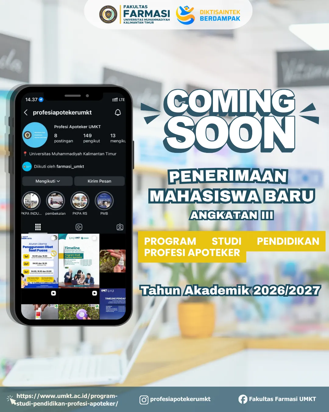 INFORMASI PMB APOTEKER GANJIL 2026/2027