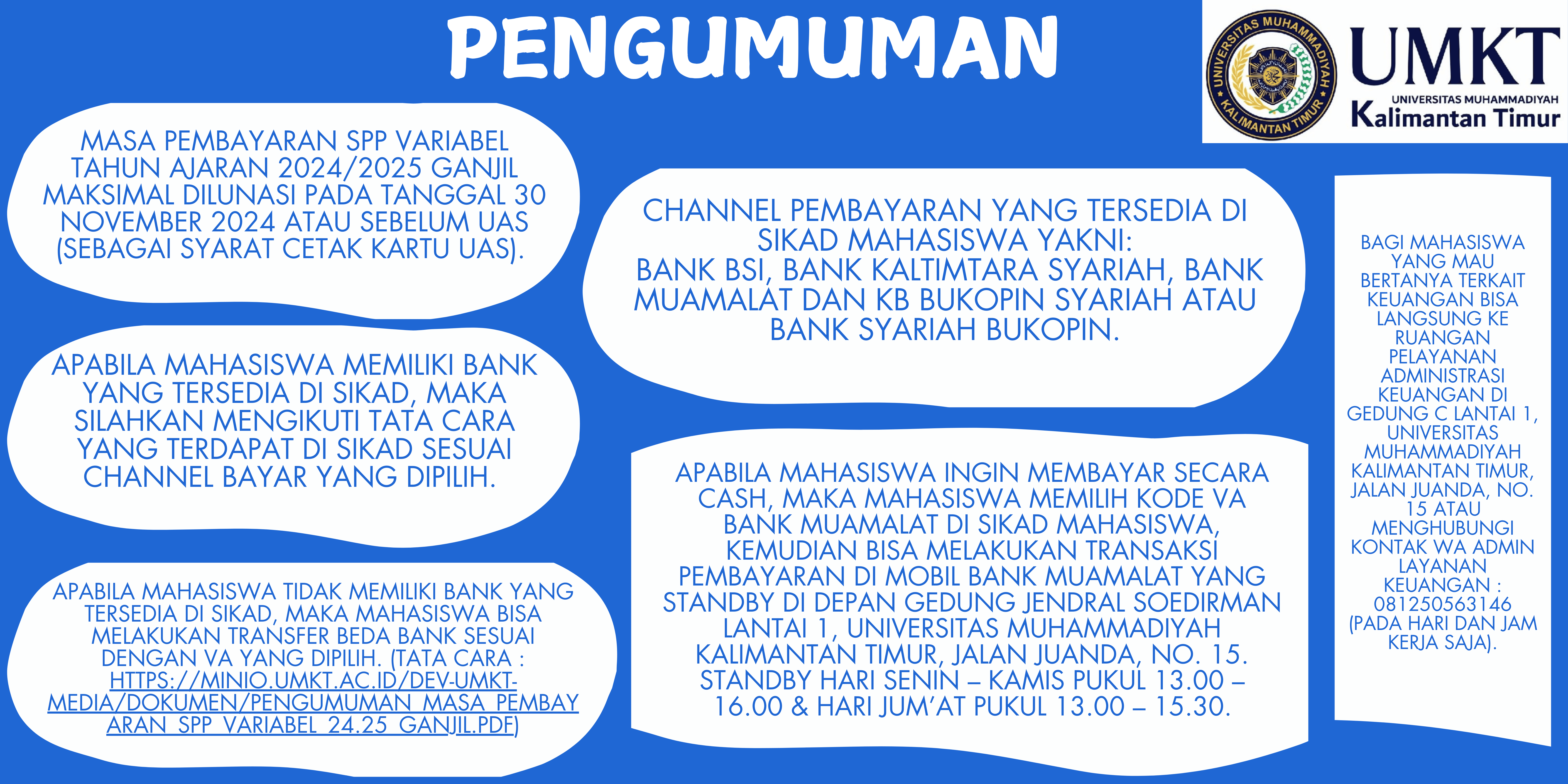 Pengumuman Masa Pembayaran Spp Variabel 2024/2025 Ganjil