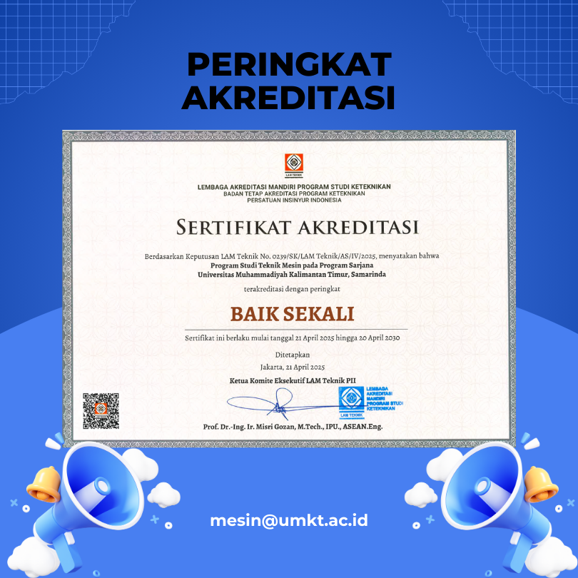 Hasil Peringkat Akreditasi Prodi S1 Teknik Mesin UMKT