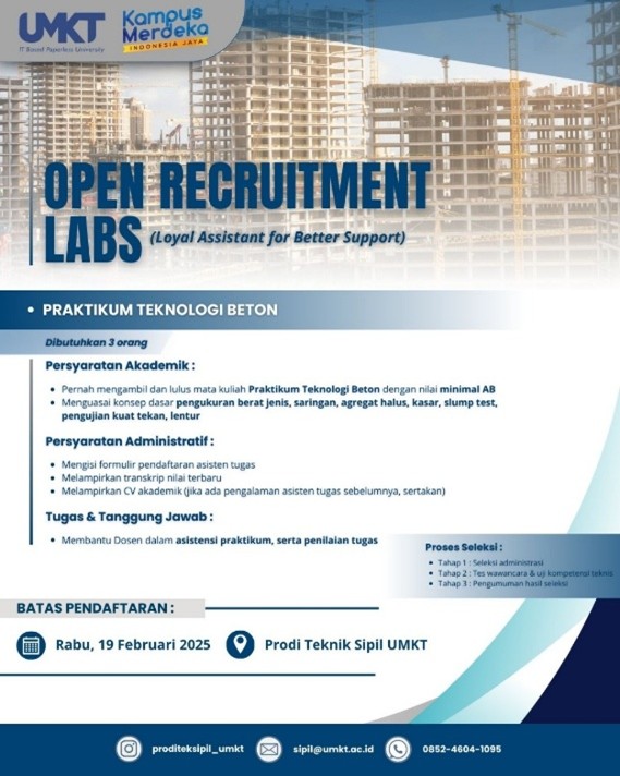 Open Recruitment Labs (Loyal Assistant for Better Support) - Praktikum Teknologi Beton