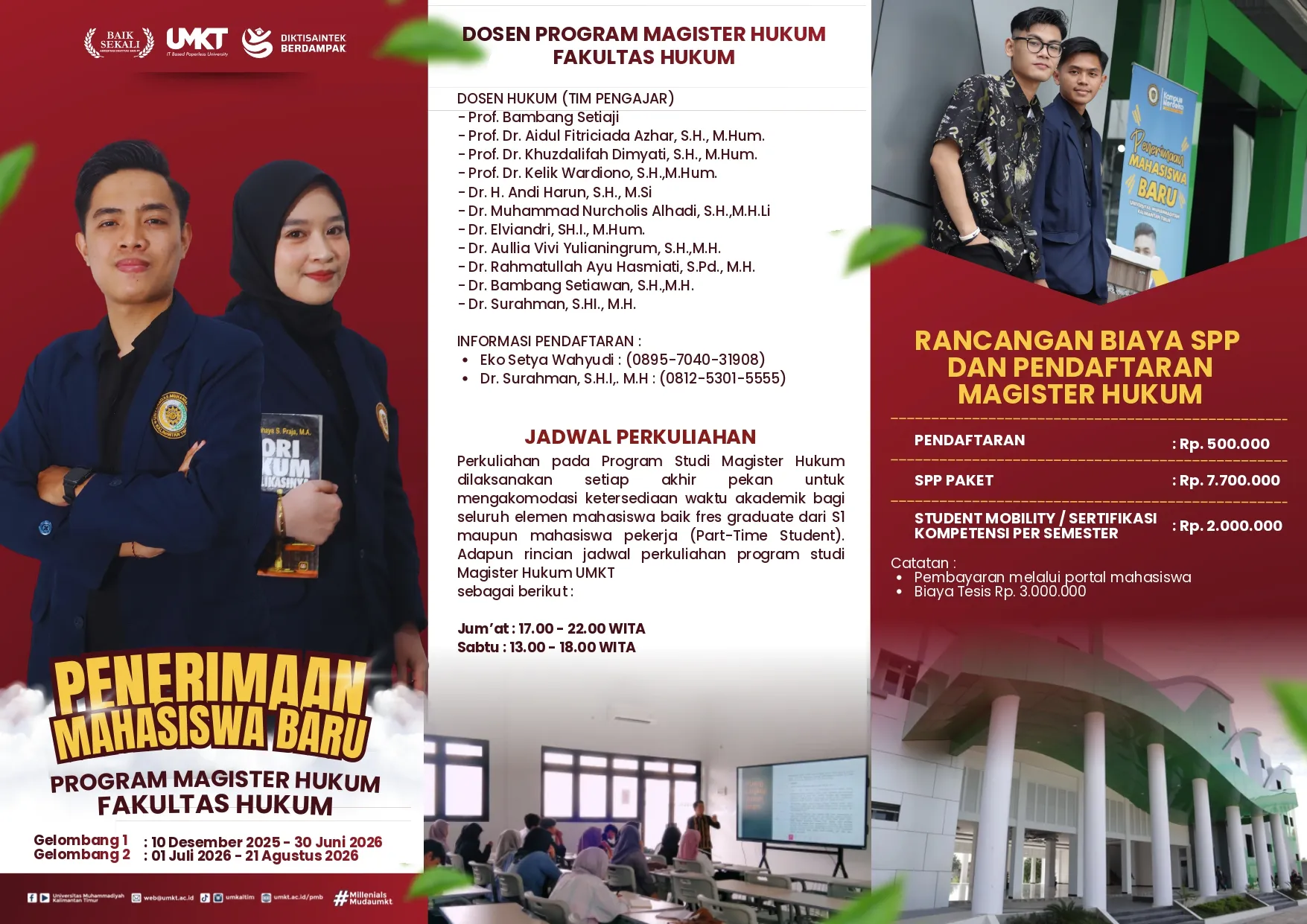 Penerimaan Mahasiswa Baru Program Studi Magister Hukum Tahun Akademik 2026/2026