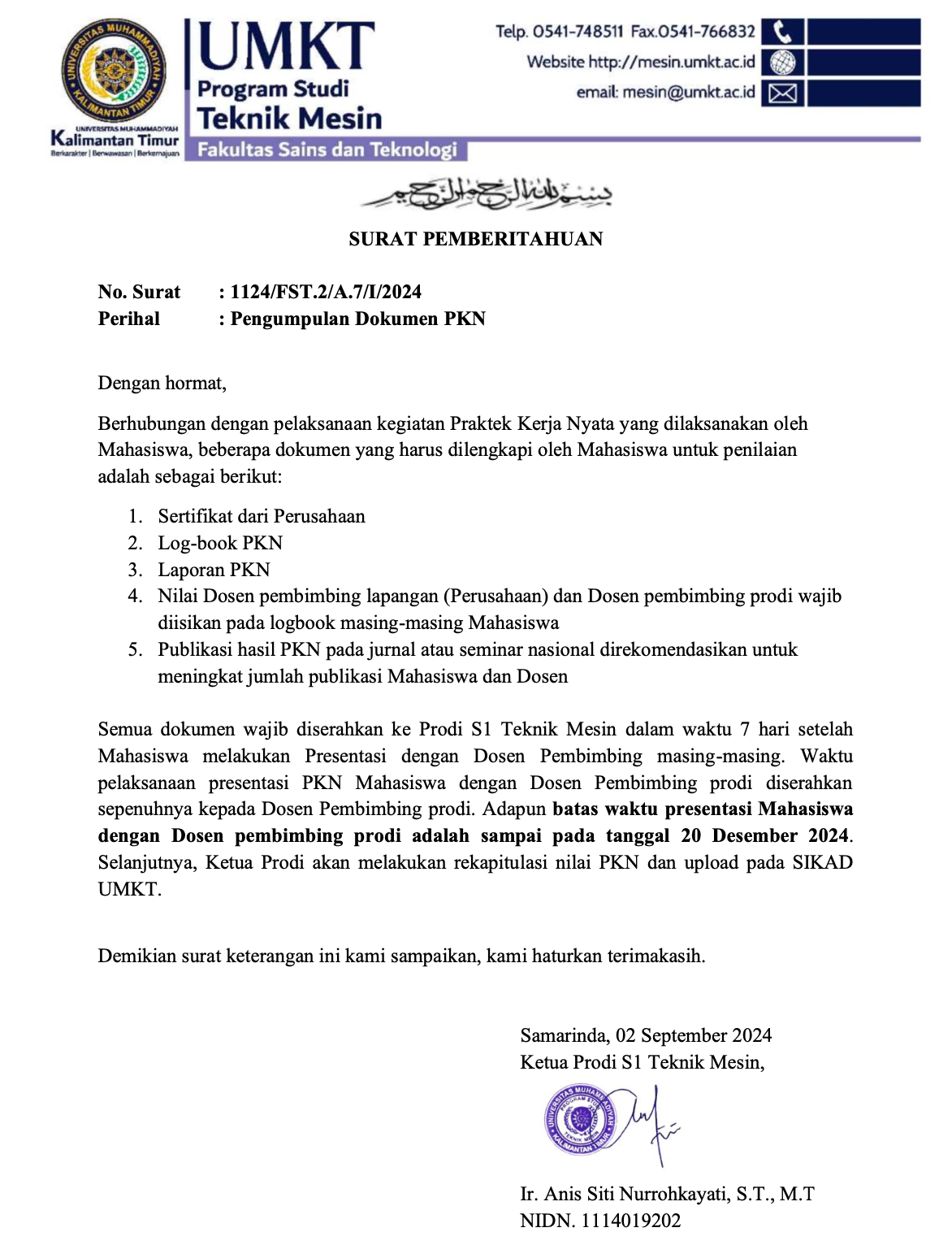Pengumpulan Dokumen Kegiatan PKN Ganjil 24/25