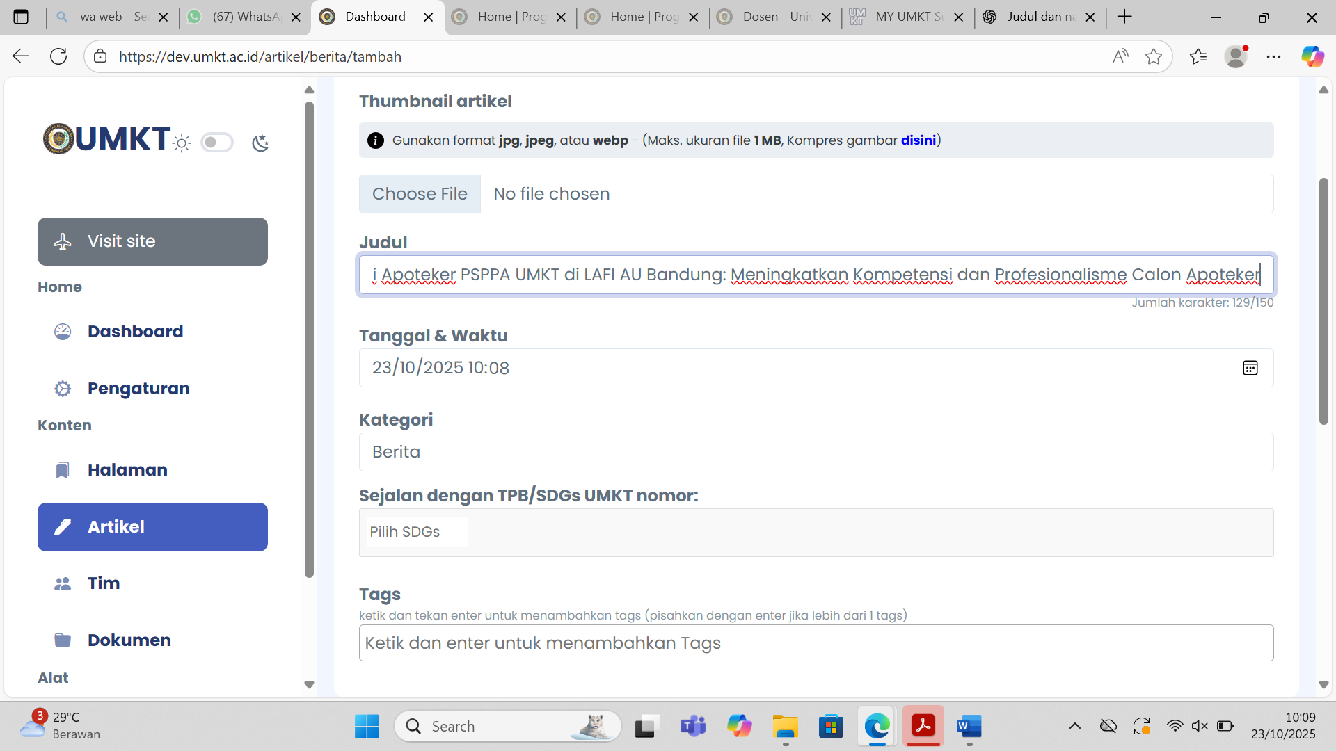 Kegiatan Praktik Kerja Profesi Apoteker PSPPA UMKT di LAFI AU Bandung: Meningkatkan Kompetensi dan Profesionalisme Calon Apoteker