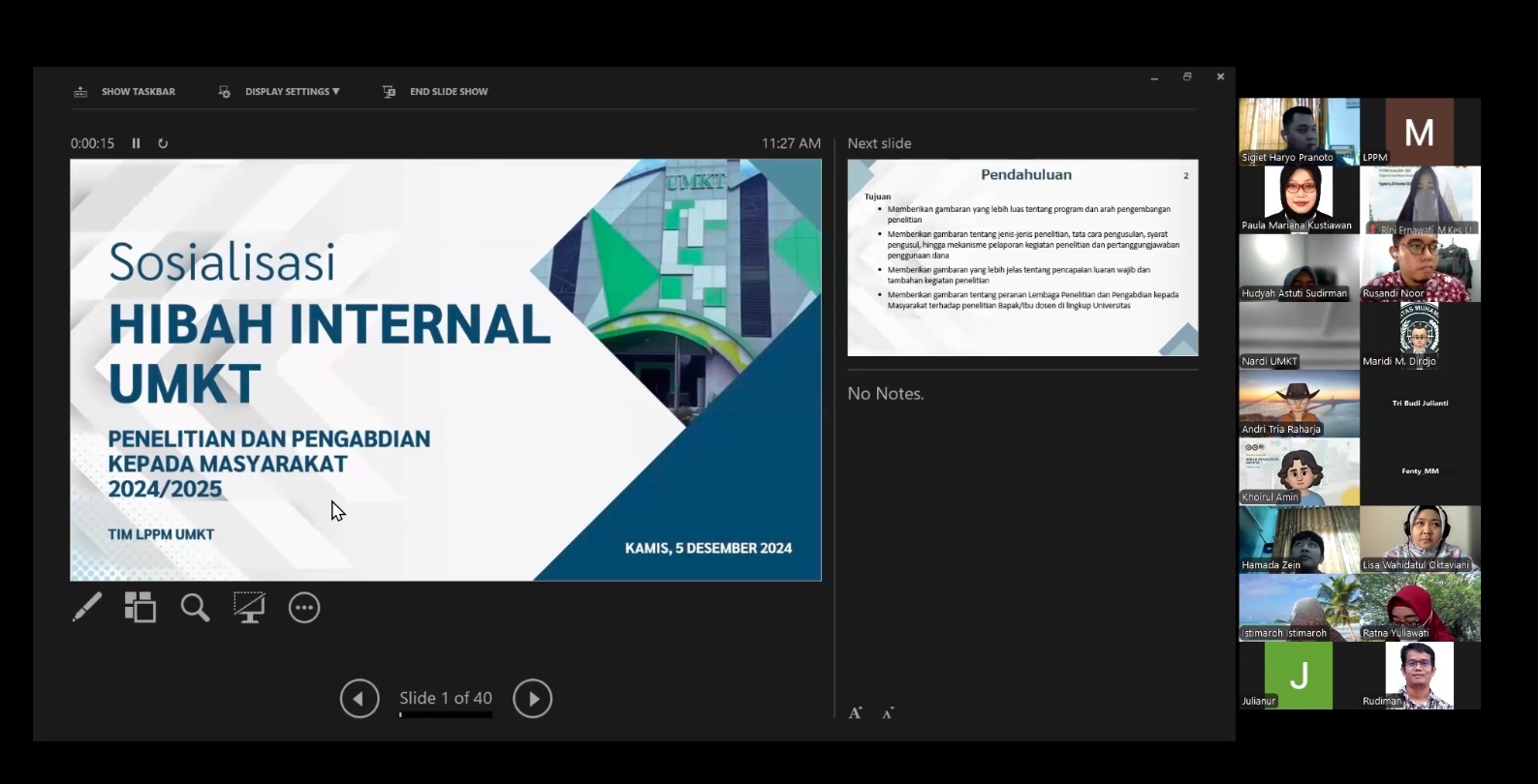 LPPM UMKT Gelar Sosialisasi Pembukaan Hibah Internal Tahun Anggaran 2024/2025