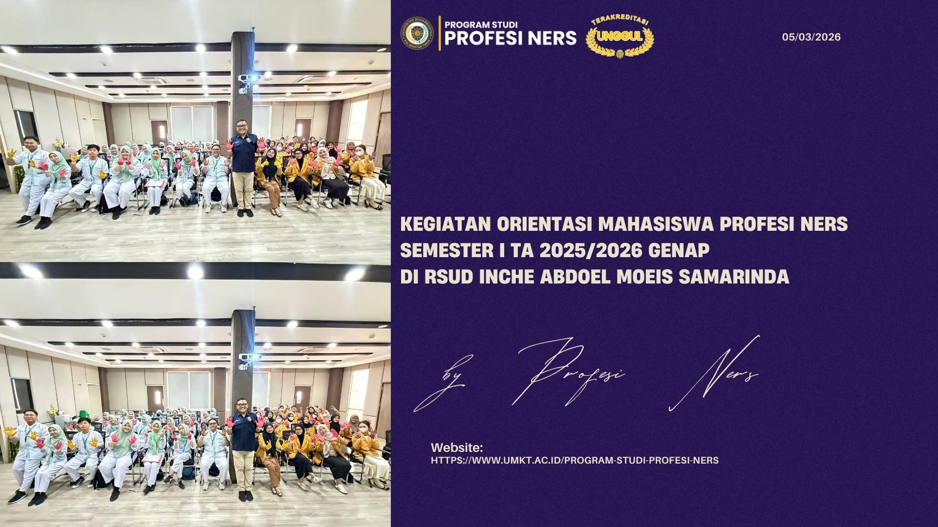 Kegiatan Orientasi Mahasiswa Program Studi Profesi Ners Semester I TA 2025/2026 Genap di RSUD Inche Abdoel Moeis Samarinda