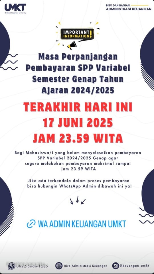 HARI TERAKHIR PEMBAYARAN BIAYA PENDIDIKAN