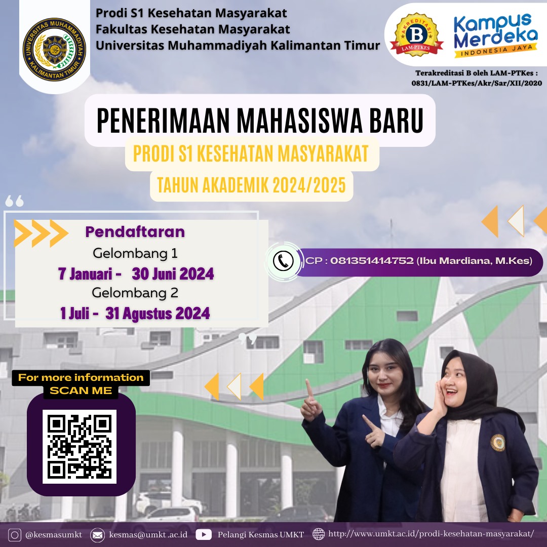 Penerimaan Mahasiswa Baru Prodi S1 Kesehatan Masyarakat Tahun Akademik 2024/2025