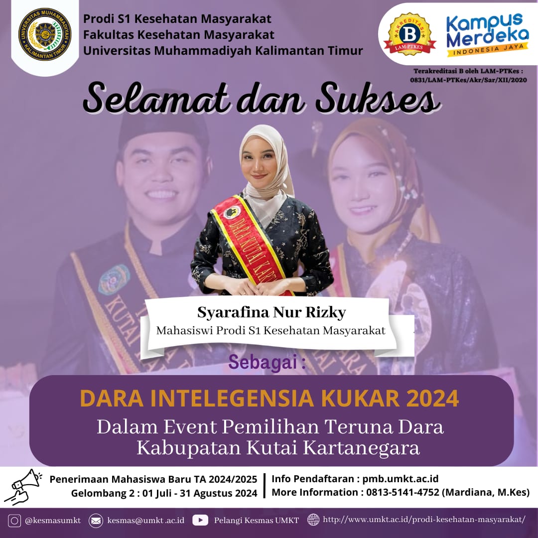 Mahasiswa Prodi S1 Kesehatan Masyarakat sebagai Dara Intelegensia Kukar 2024