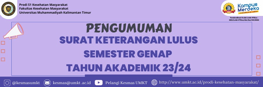 Pengumuman! Informasi Surat Keterangan Lulus (SKL) Semester Genap TA 2023/2024 di lingkungan FKM UMKT