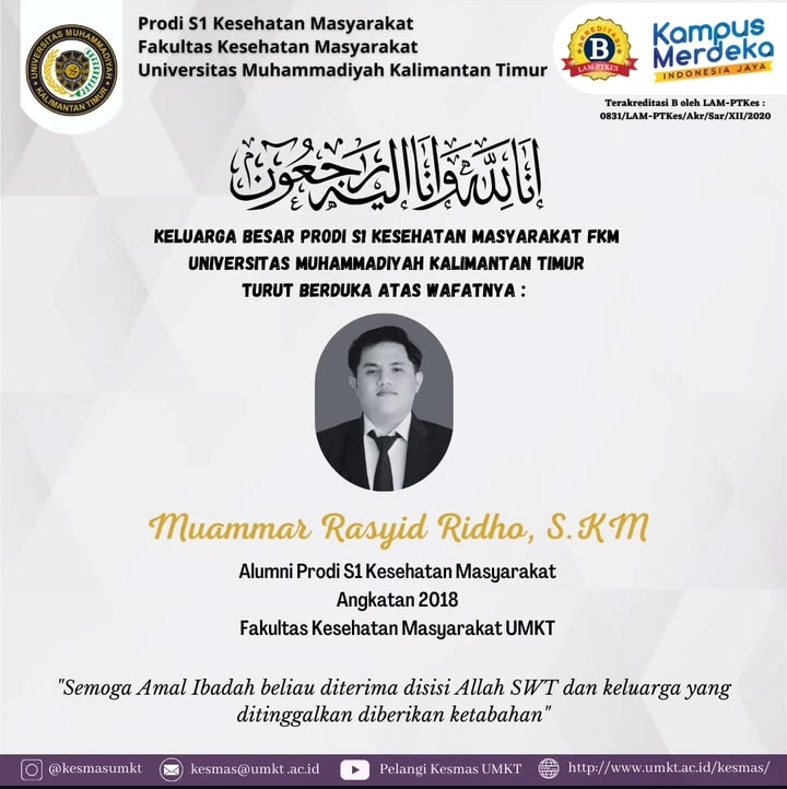 Innalillahi Wa Innailaihi Rojiun Keluarga Besar Prodi S1 Kesehatan Masyarakat Berduka Cita