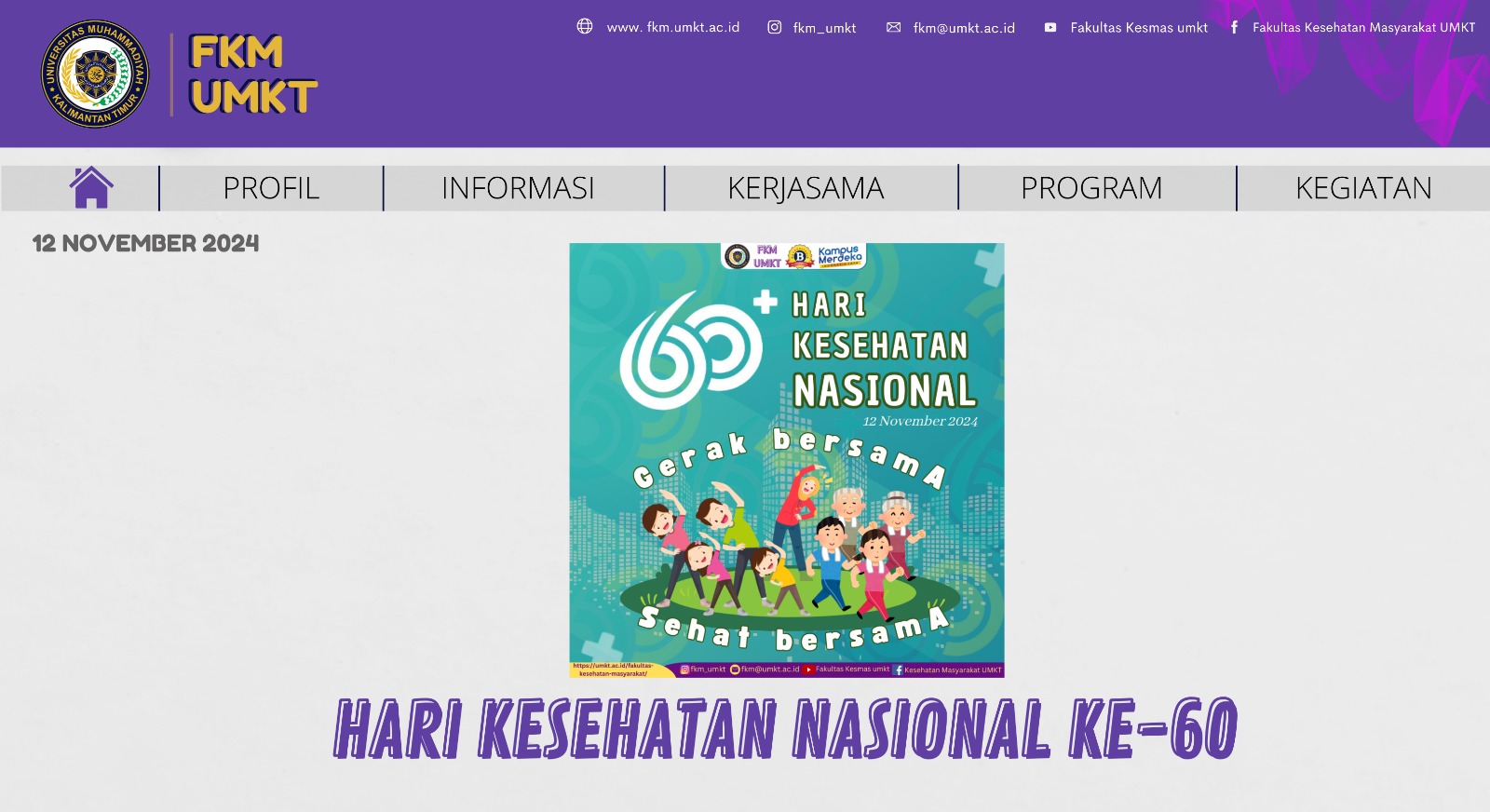 Selamat Hari Kesehatan Nasional " Gerak Bersama Sehat Bersama"