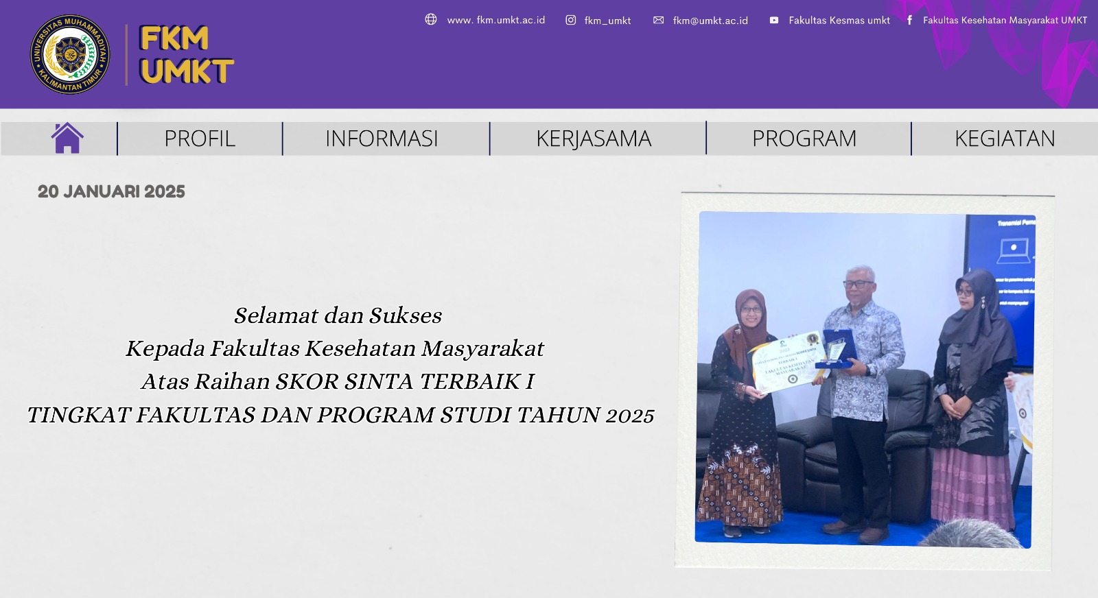 Fakultas Kesehatan Masyarakat Raih Penghargaan Skor Sinta Terbaik I Tingkat Fakultas dan Program Studi 2025