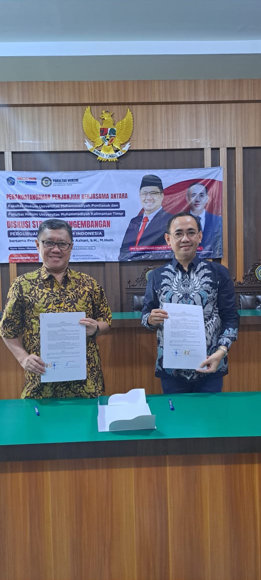 Penandatanganan Kerja Sama Fakultas Hukum Universitas Muhammadiyah Kalimantan Timur dan Universitas Muhammadiyah Pontianak: Langkah Awal Pembentukan Borneo Law Network