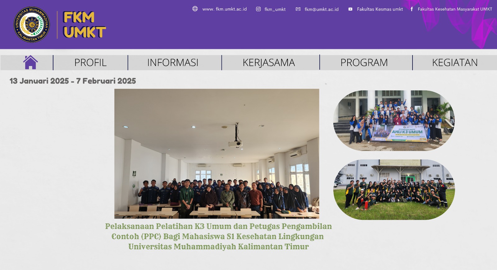 Pelaksanaan Pelatihan K3 Umum dan Petugas Pengambilan Contoh (PPC) Bagi Mahasiswa S1 Kesehatan Lingkungan Fakultas Kesehatan Masyarakat Universitas Muhammadiyah Kalimantan Timur