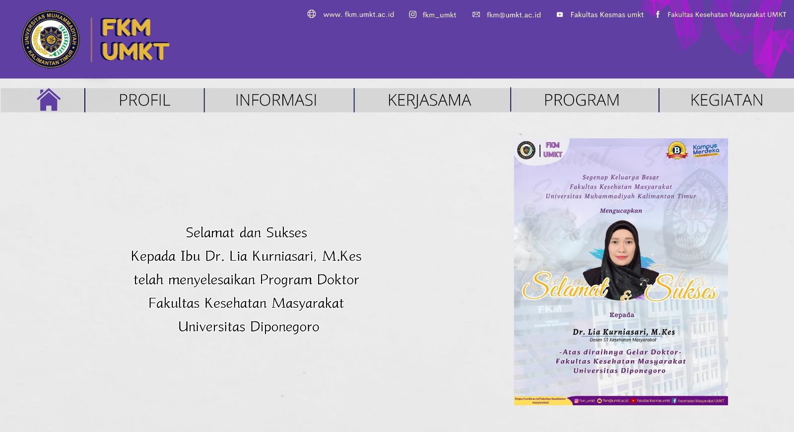 Selamat dan Sukses Dr. Lia Kurniasari, M.Kes. telah Menyelsaikan Program Doktor Bidang Ilmu Kesehatan Masyarakat Universitas Diponegoro