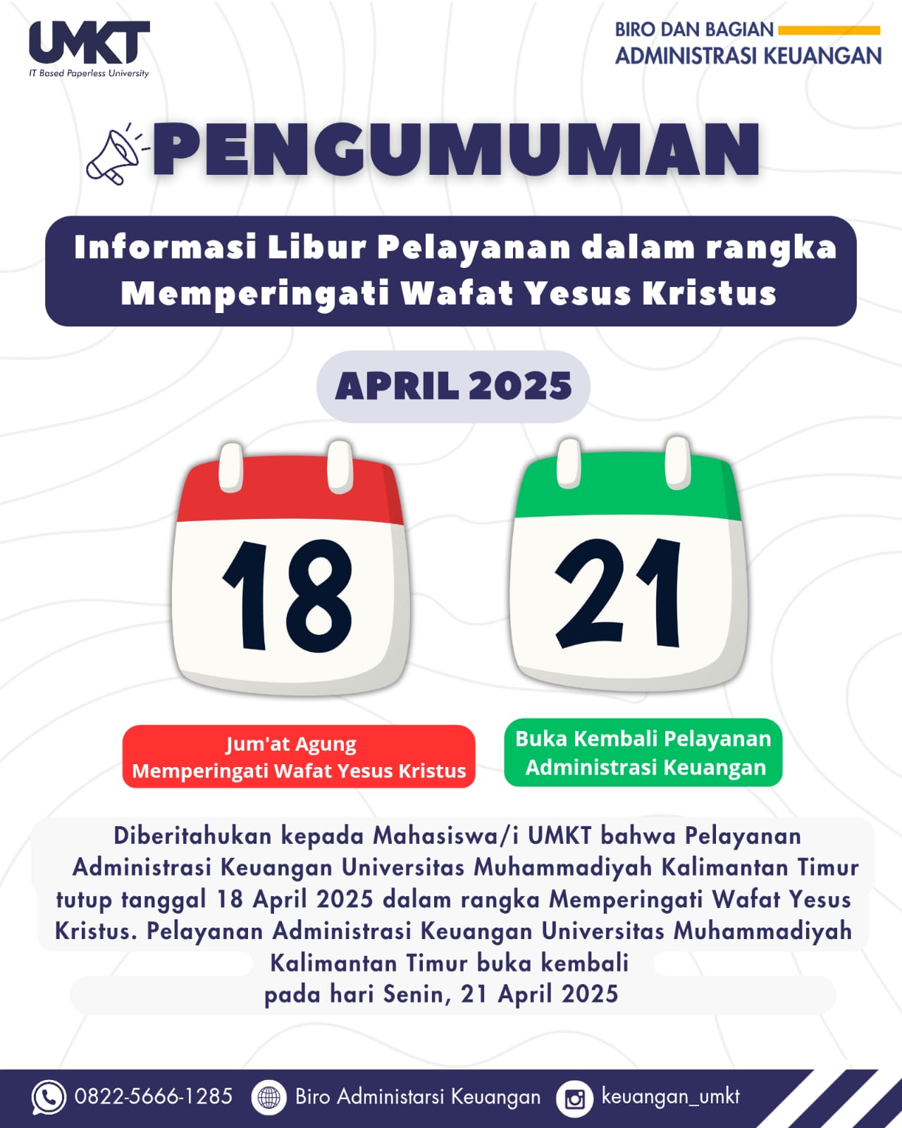 Pemberitahuan Libur Pelayanan Keuangan