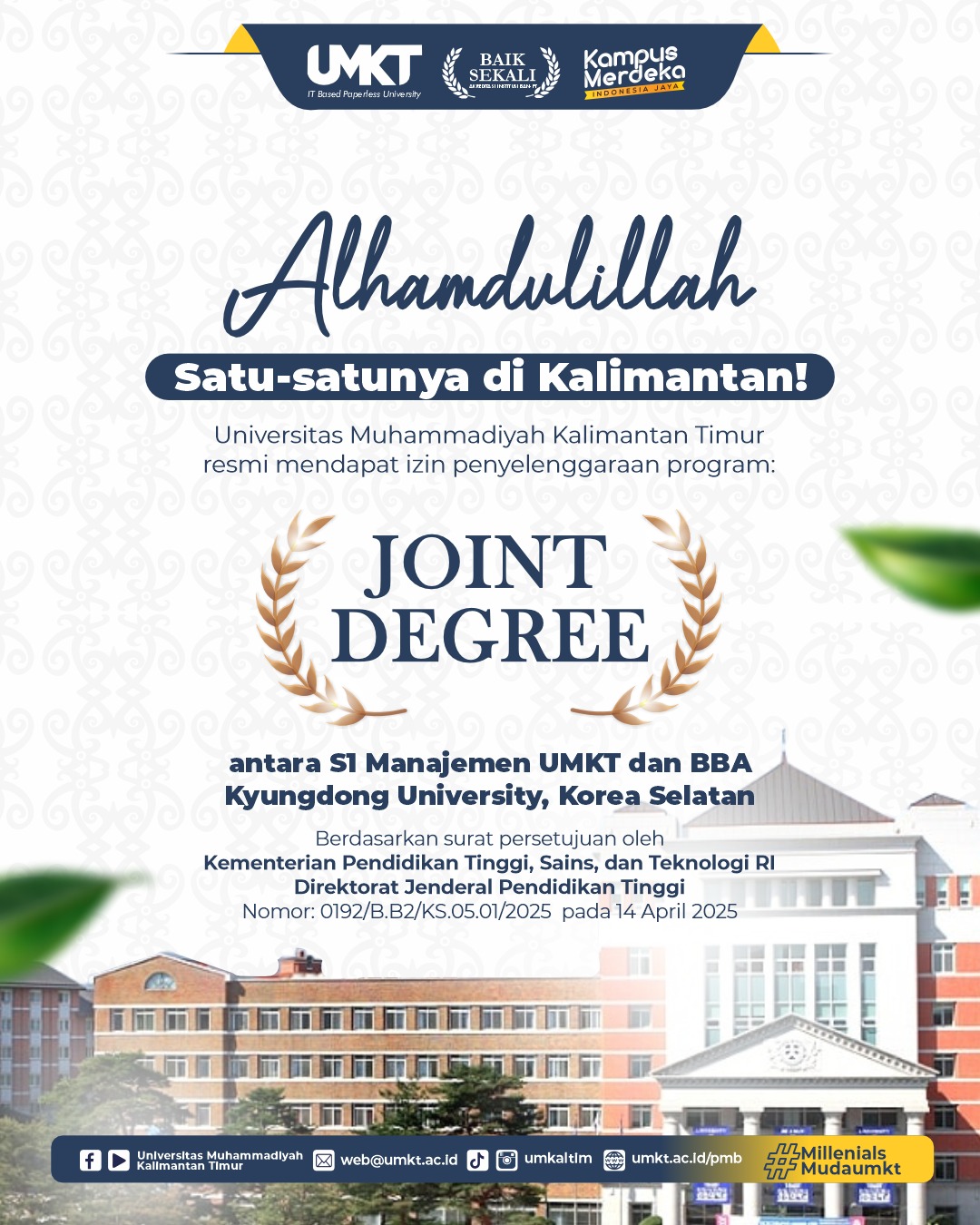 MENGAGUMKAN! UMKT Raih Izin Program Joint Degree Pertama di Kalimantan, Gandeng Kyungdong University Korea Selatan