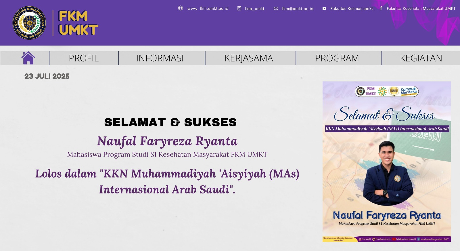 Mahasiswa FKM UMKT Terpilih Ikuti KKN Internasional di Arab Saudi